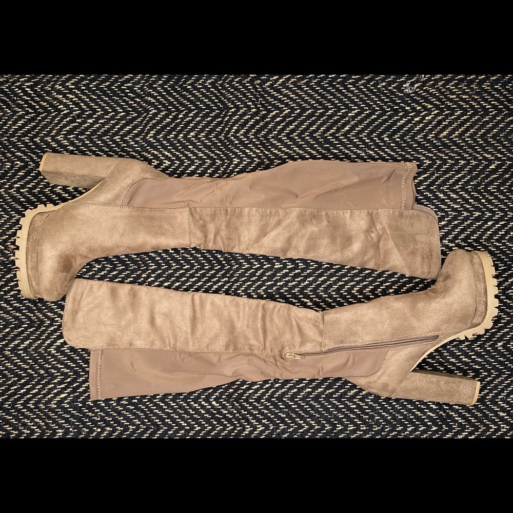 Over the knee taupe boots